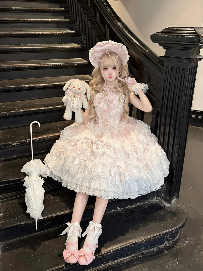 Sugar Girl - Sakura Blossom Dream - Dreamy Sweet Lolita JSK Dress, Abundant Lace & Bows