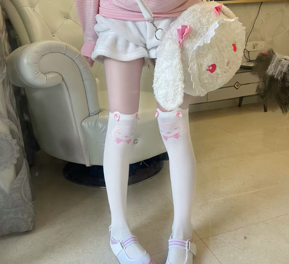 Fantasy Doll - Rabbit Bear - Over-knee socks with rabbit-bear and bow motifs