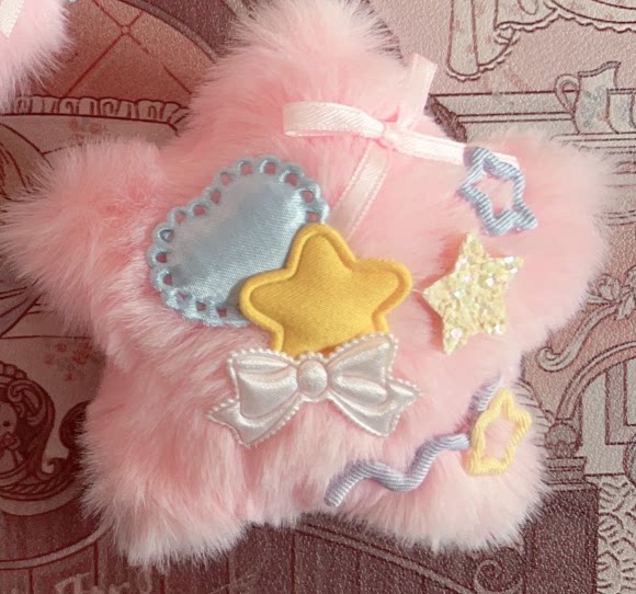 Golden Pikaka - Fluffy Star and Heart Charms - Brooch Hair Clip or Hanging Charm with Star or Heart Motifs
