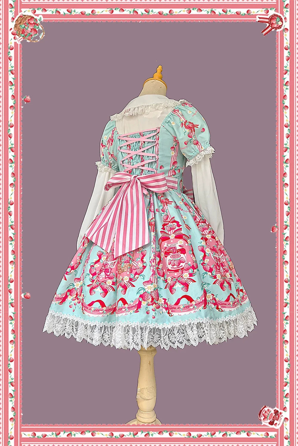 Infanta - Strawberry Chef - Printed Old School Lolita Dress, Detachable Bows