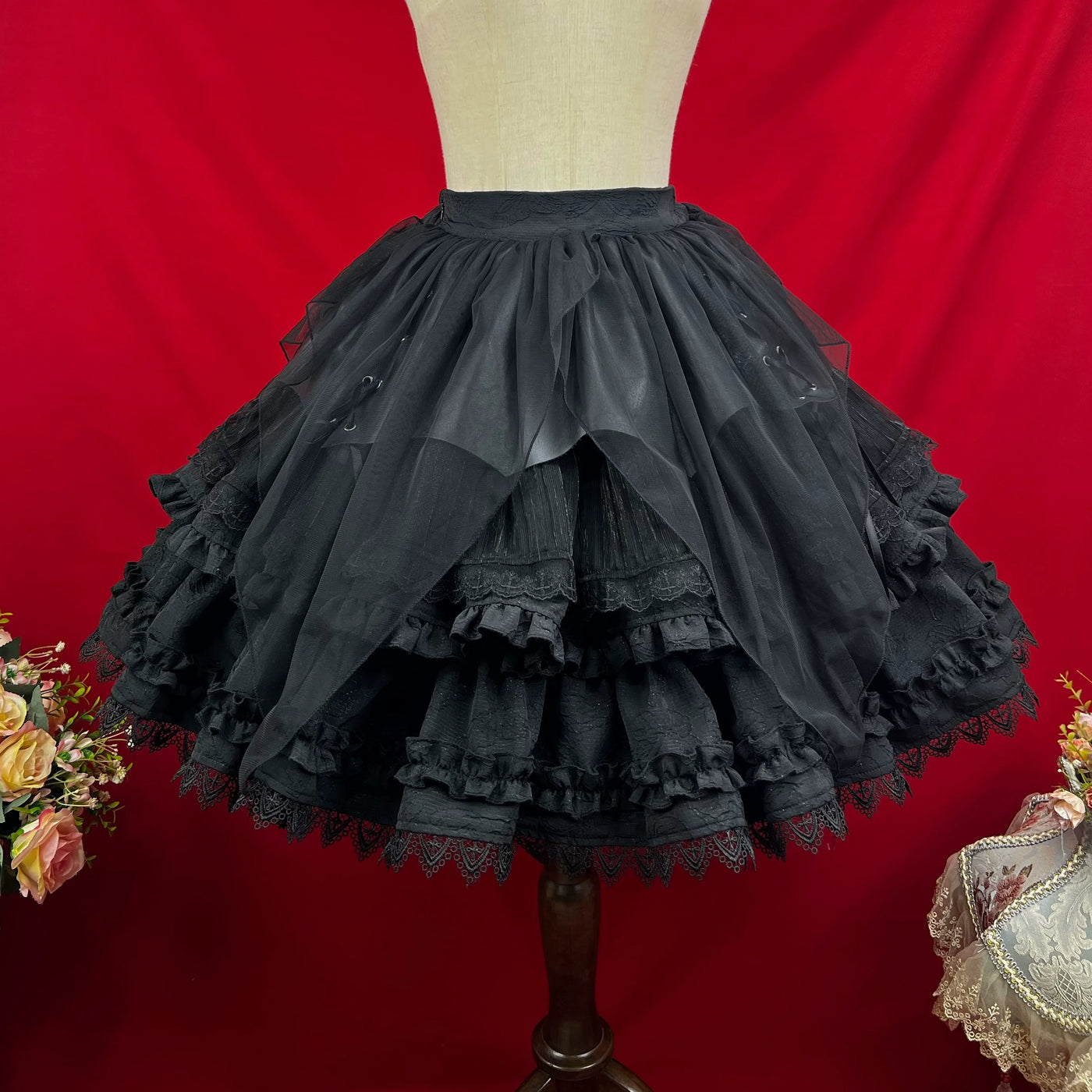 DMFS Lolita - Good and Evil Angel - Gothic Lolita SK Set, Retro Princess Sleeve Blouse