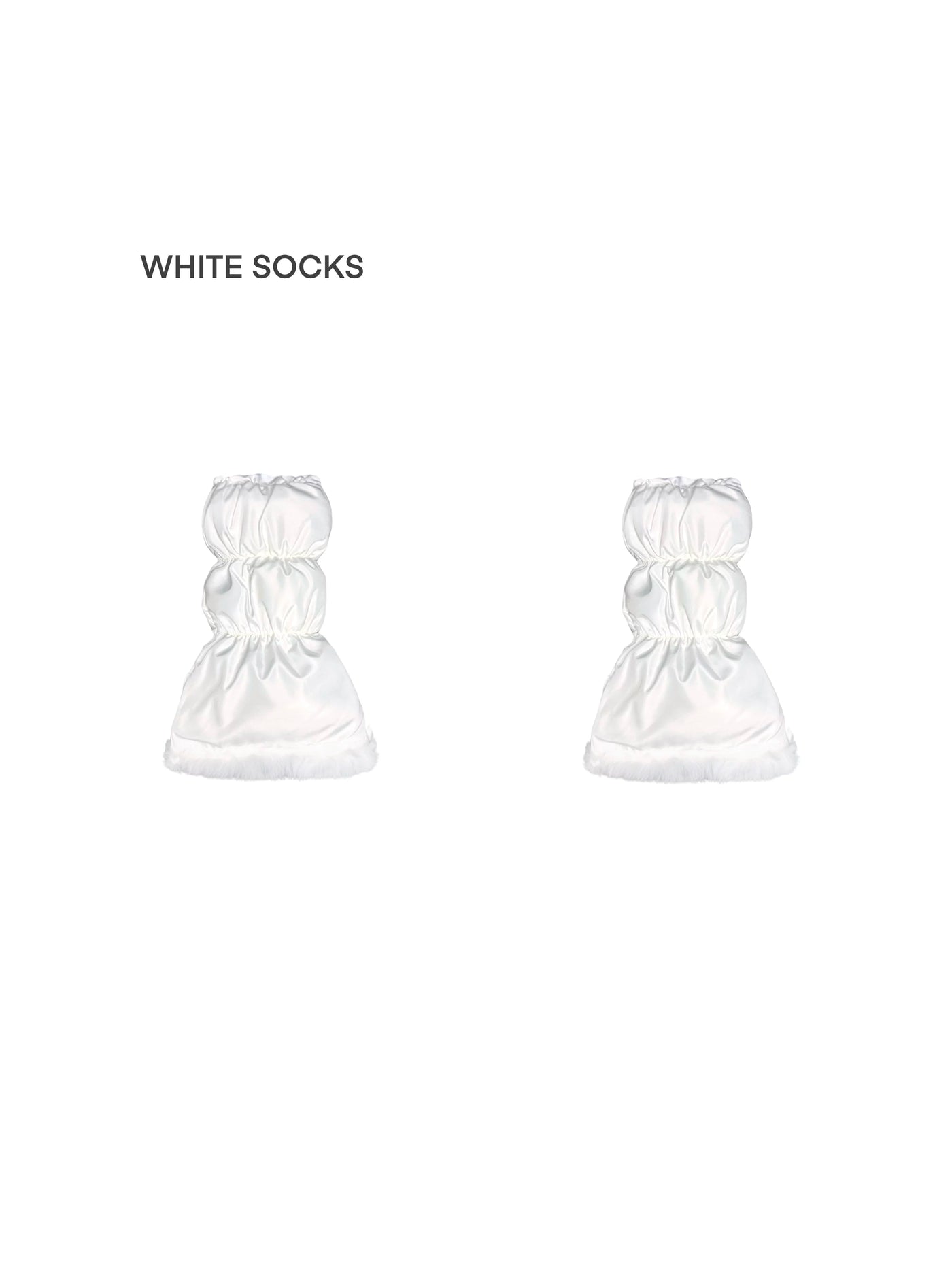 White Socks - Winter Puffer - Warm Leg Warmers with Fluffy Trim