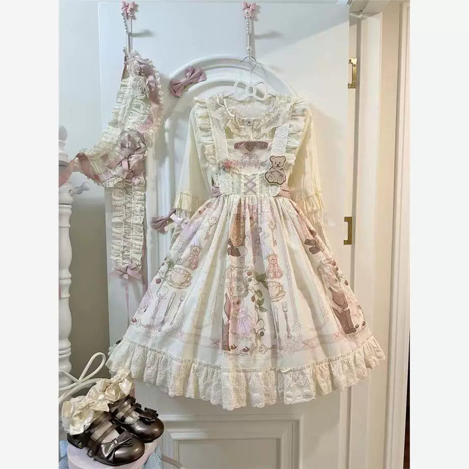 Sweetheart Dream Machine - Lace Yoke - White Blouse with leg-of-mutton sleeves and lace trim