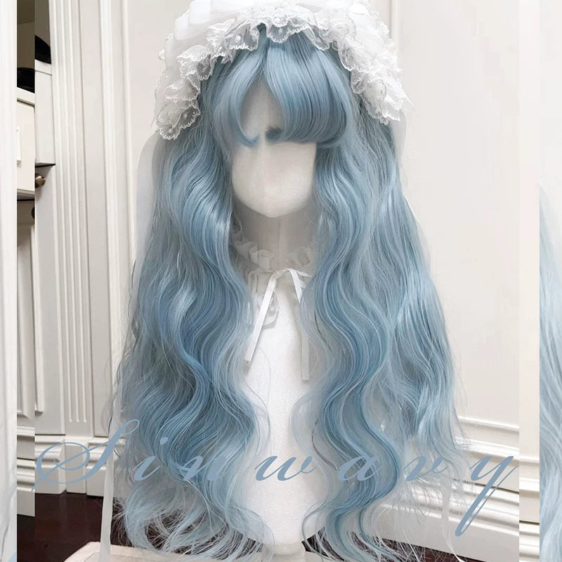Ice blue long curly Lolita wig - view 3