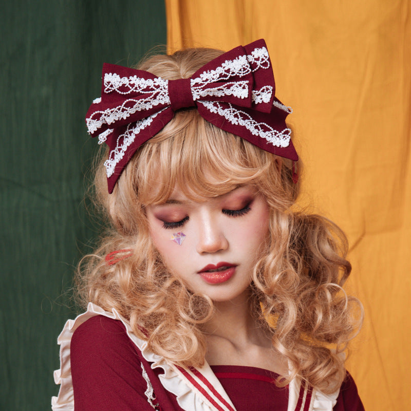 Eieyomi - Sweet Japanese Style - Multicolour Lolita KC headband with a lace-trimmed bow - product detail 4