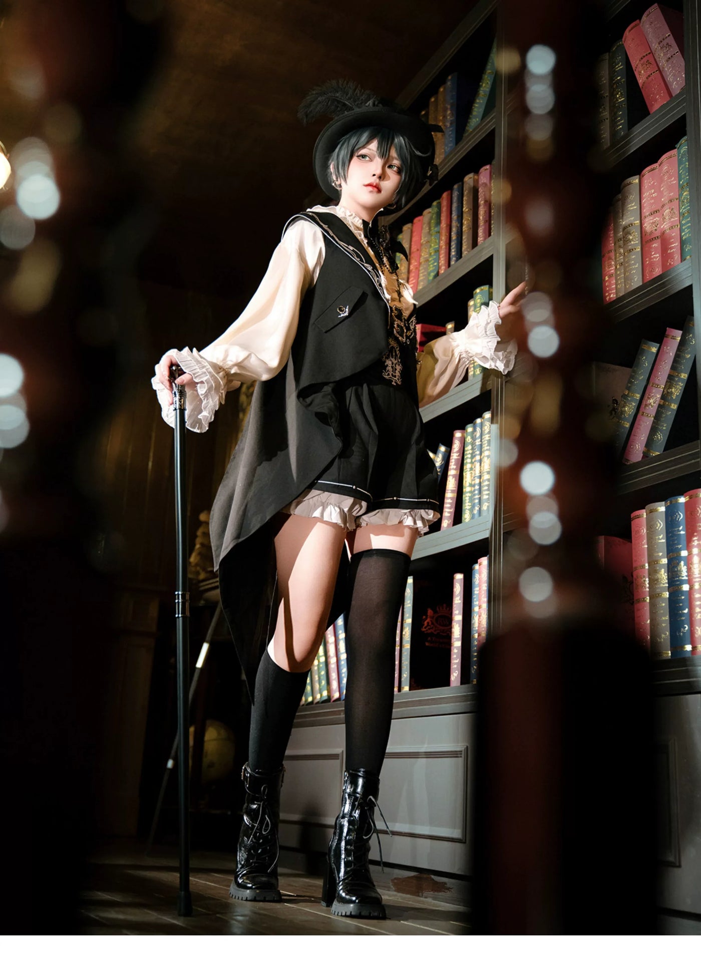 Letters from Unknown Star - Bunny Ear Meteorite - Embroidered Ouji Lolita Set, Hooded Vest