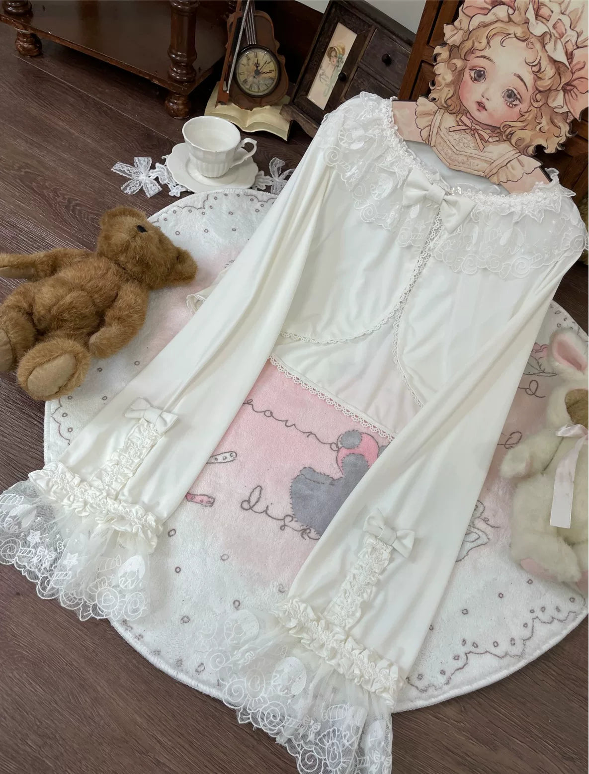 Star Fantasy - Rainbow Sorbet - Long-Sleeve Inner Layer Top with Lace Collar