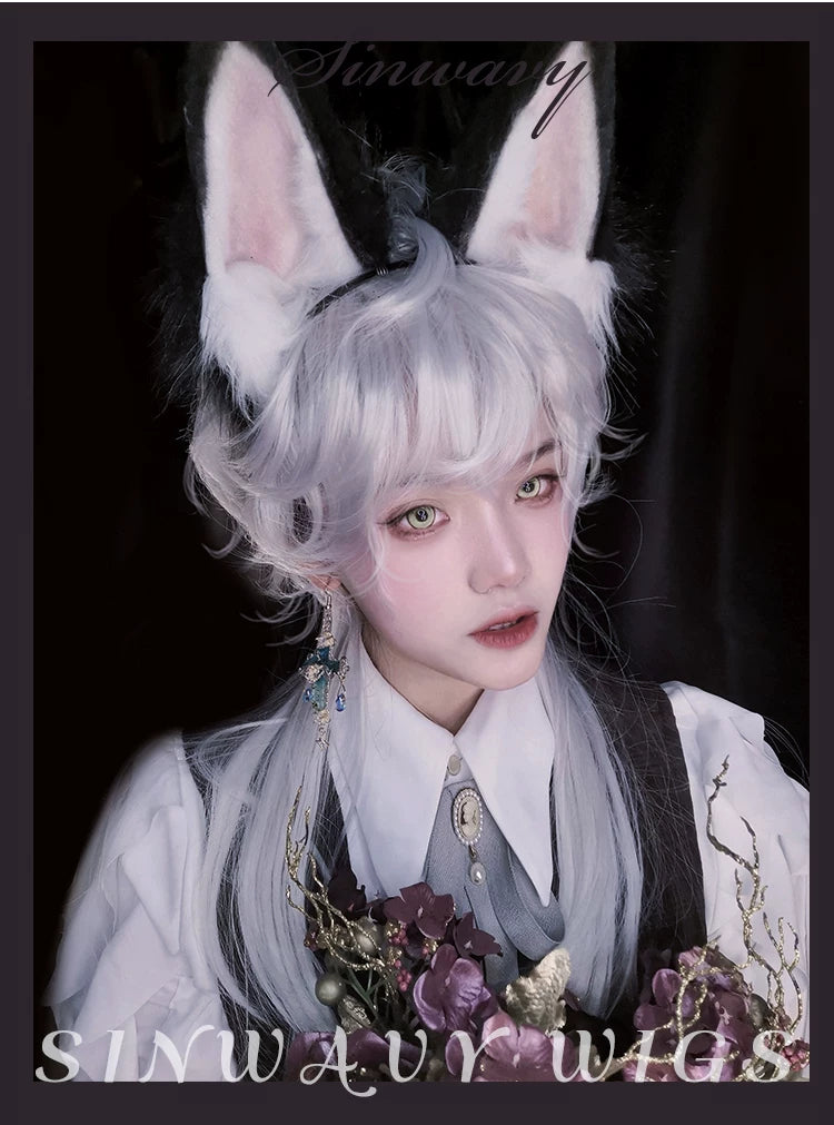 Silver-white men's trailing cosplay wig - view 5