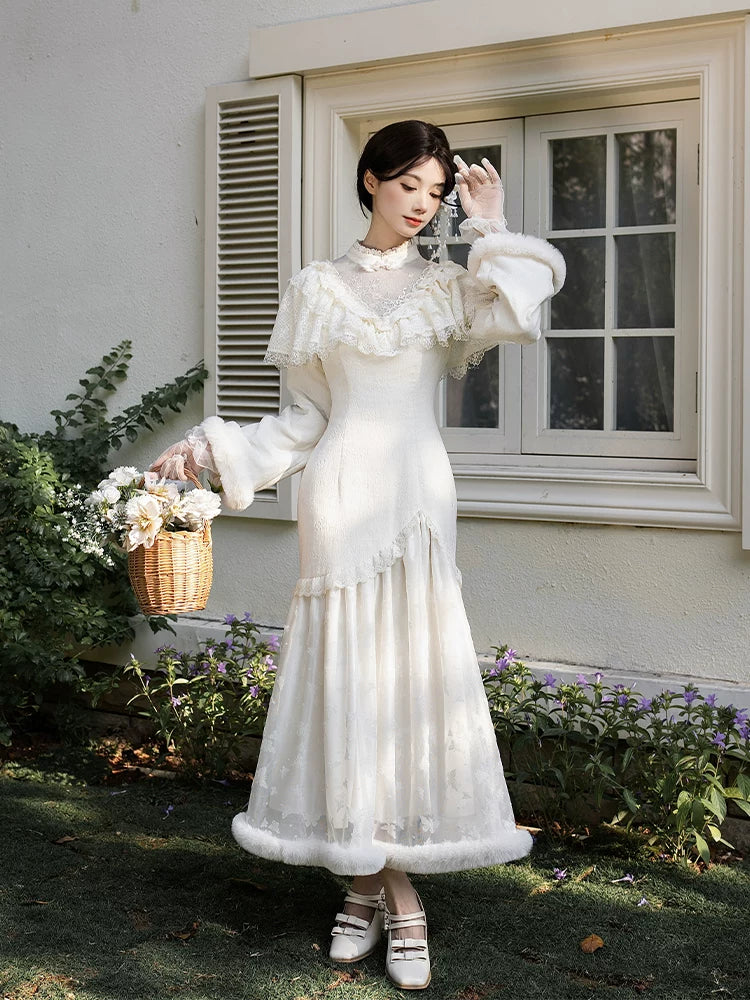 With PUJI - Rouge Snow - Oriental Lolita OP Dress, Embroidery detail view 3