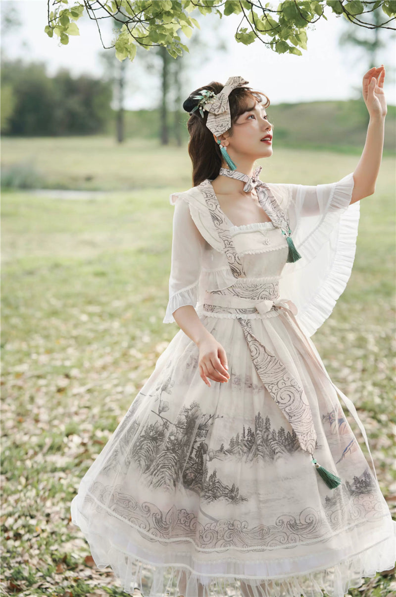 Forest Wardrobe - Kites over Distant Mountains - Type II Lolita Dress and Cape Set - 8