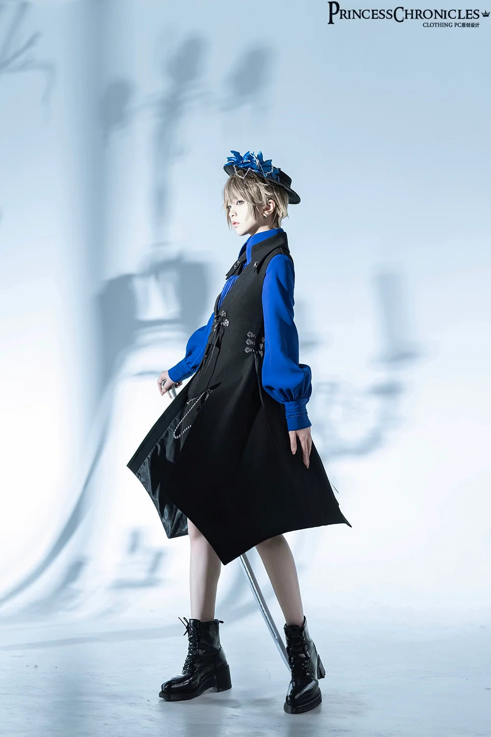 Princess Chronicles - Crimson Ash Zero - Ouji Lolita Vest Handsome Slim Long Black Vest