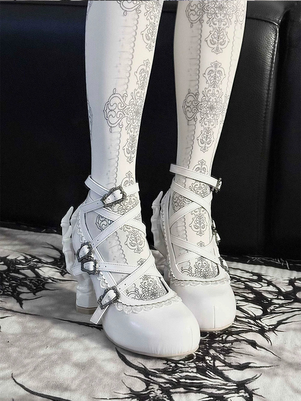 sphenoid - Tome of Holy Remains - Gothic Lolita heel shoes with 3D bone hand-shaped heels - product detail 9