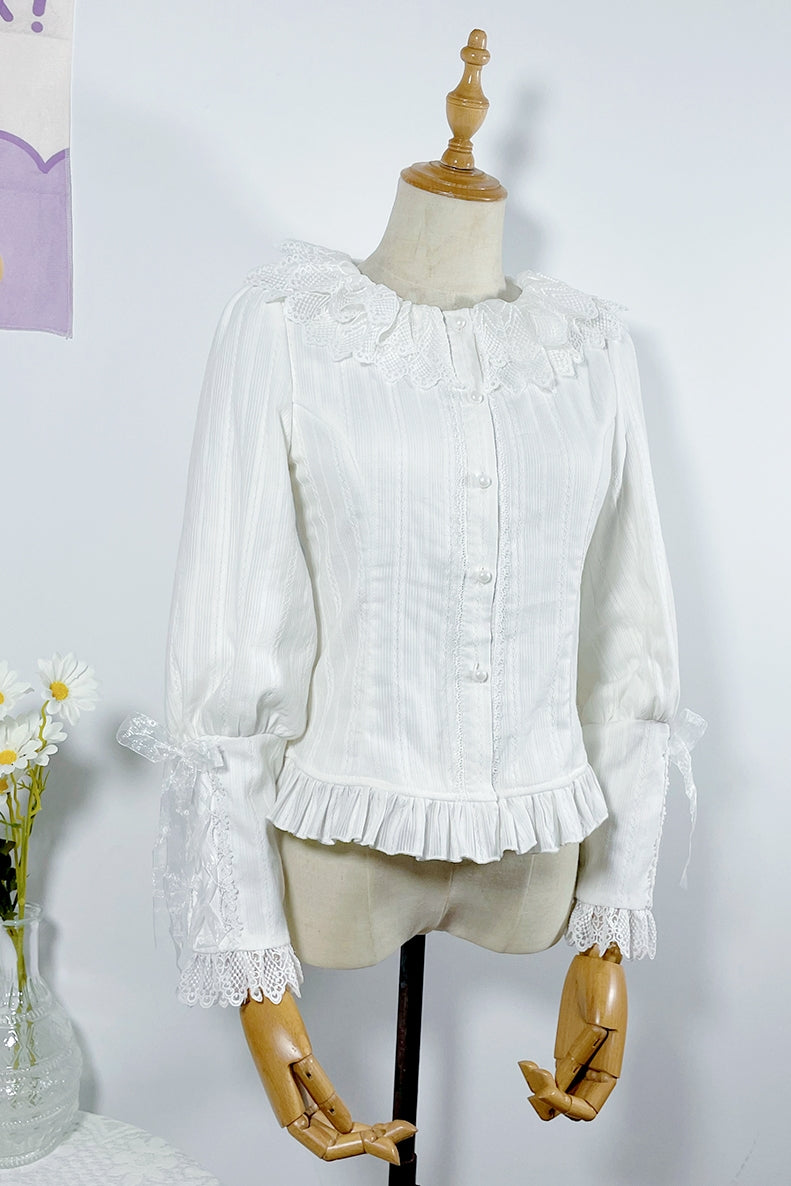 Sakurada Fawn - Plus Size Lolita Cotton Velvet Long - Sleeve Blouse Innerwear