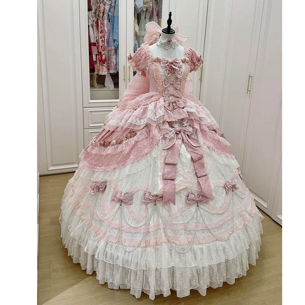 Dream Island - Rococo Sweet Lolita Gown - Blue floor-length tiered
