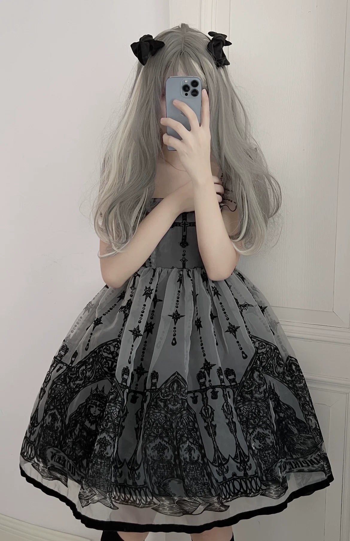 Cross Witch - Gothic Lolita Jumper Dress Suspender Dress S Side clip (a pair)