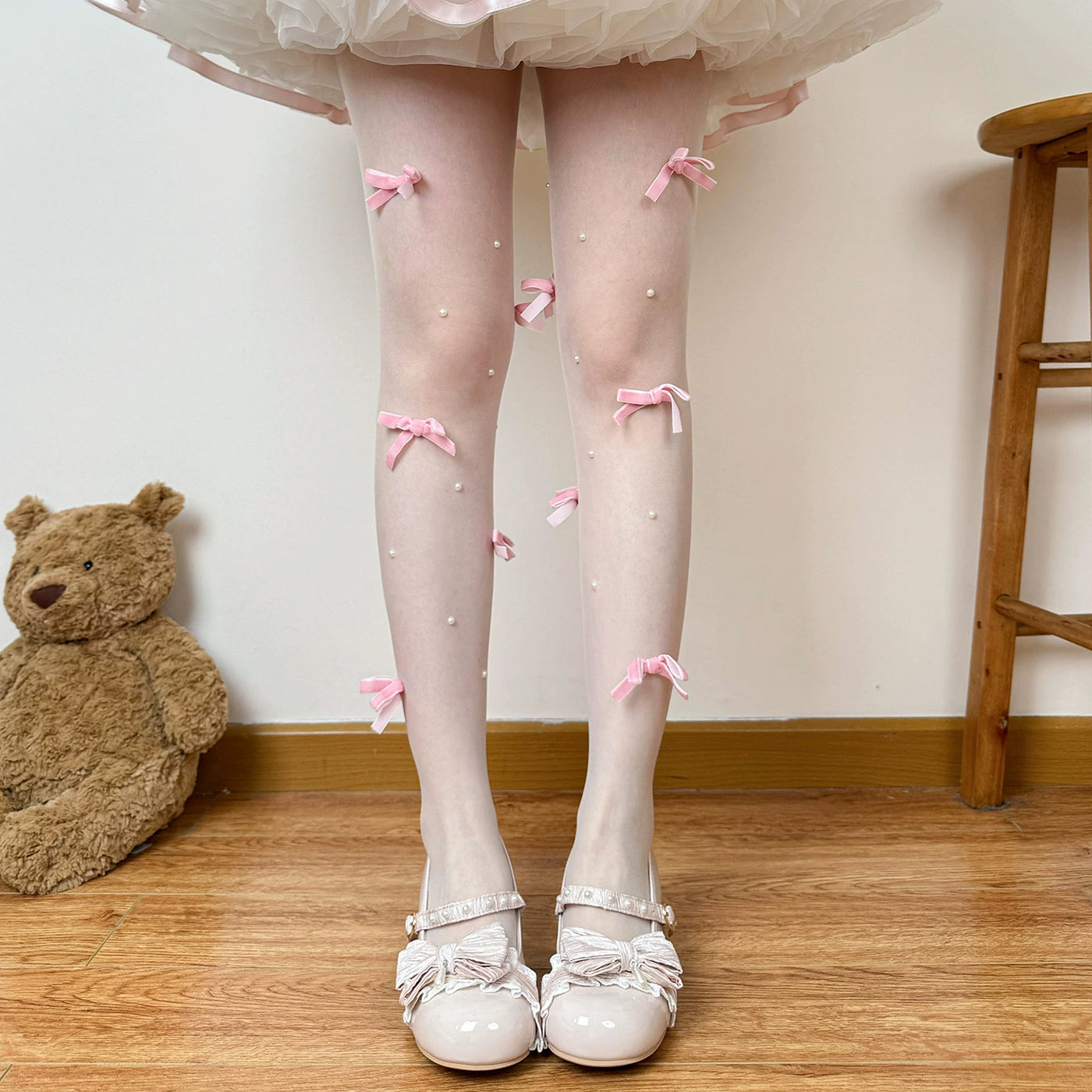 Chubby Bear Tales - Ballet Bow Collection - Tights with Decorative Bow and Motif Variations