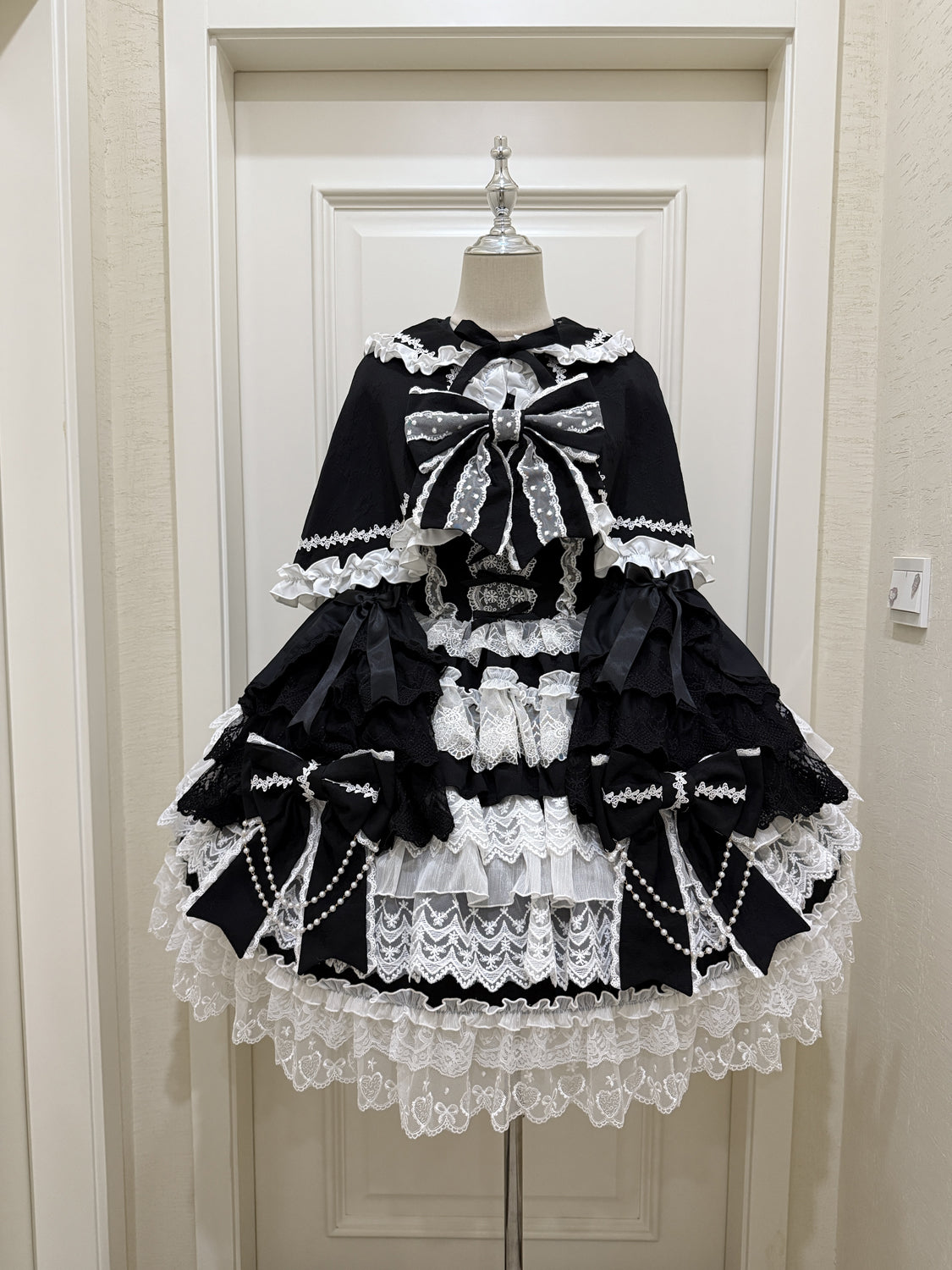 Cross Heart Knot - Sweet Lolita JSK Suit Tiered Ruffles Dress, Lace Blouse 42611:747104