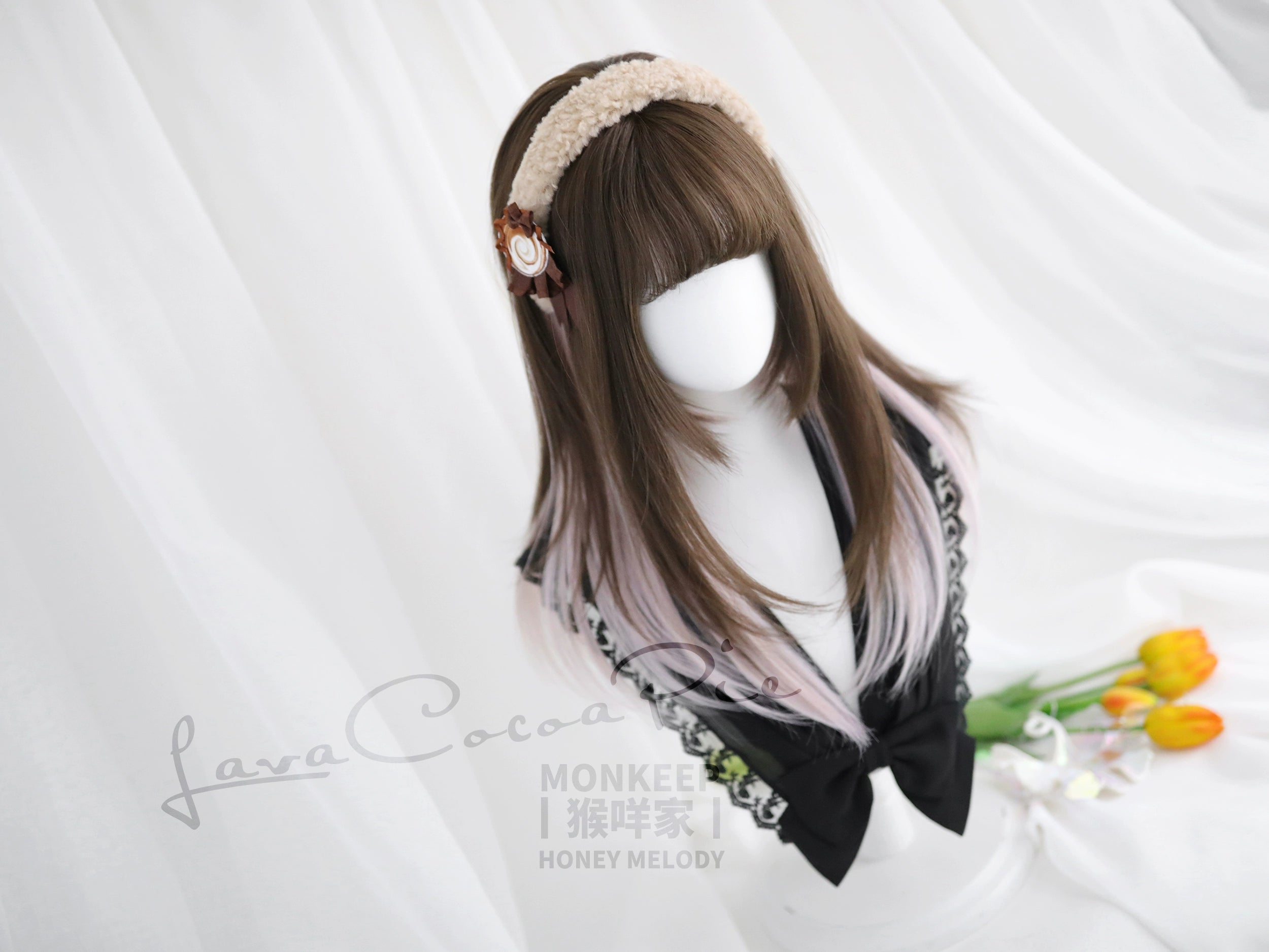 Spot MONKEEP Monkey Bajia, Liuxin Pie, bangs top hair piece natural straight broken hanging ear dye, original wig