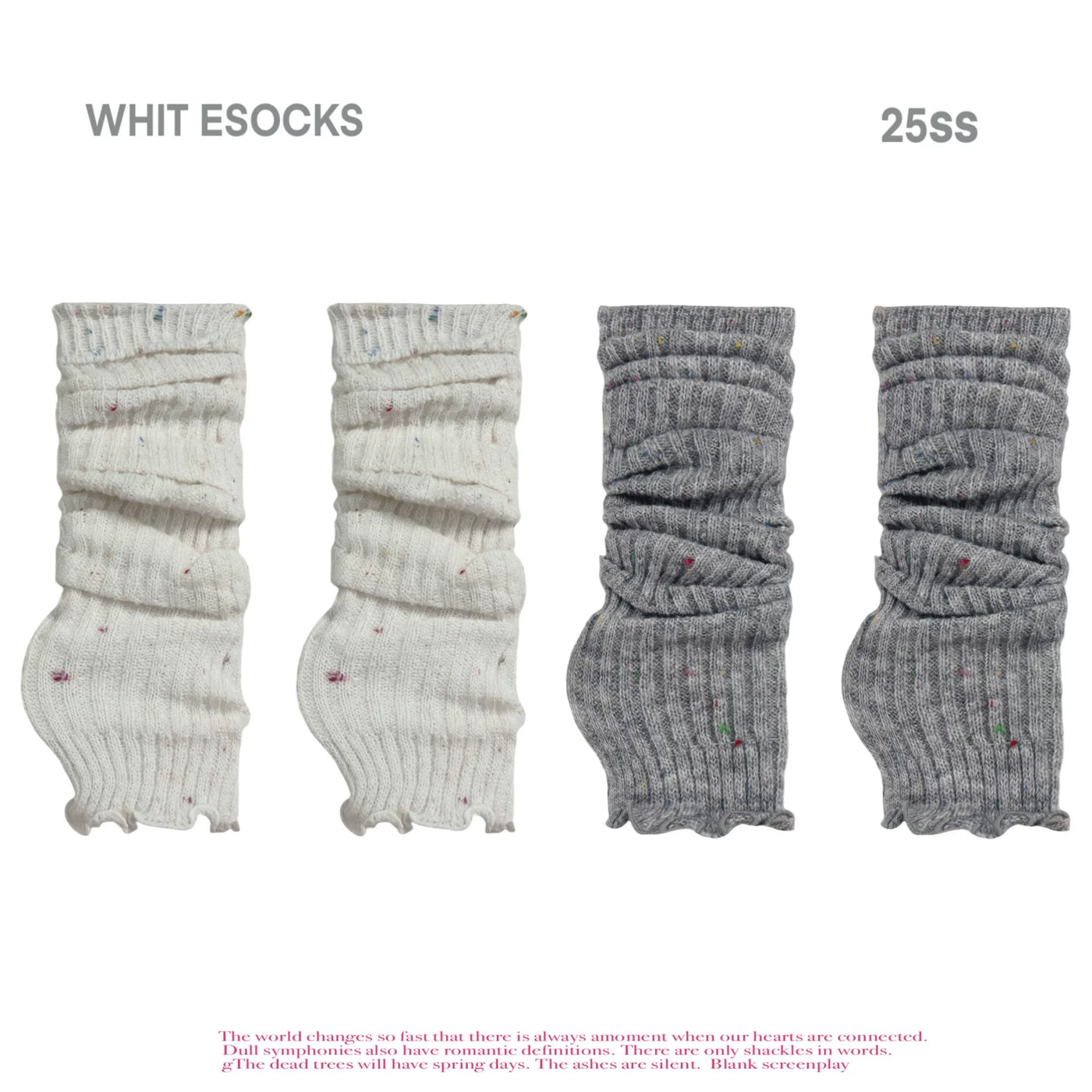 White Socks - Colorful Dot Knit - Slouch Leg Warmers with Colorful Dots
