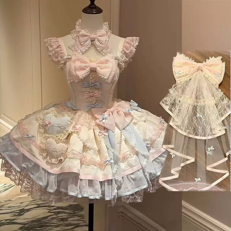 Dream Bunny - Sweetheart Macaron - Pastel JSK dress with layered ruffles