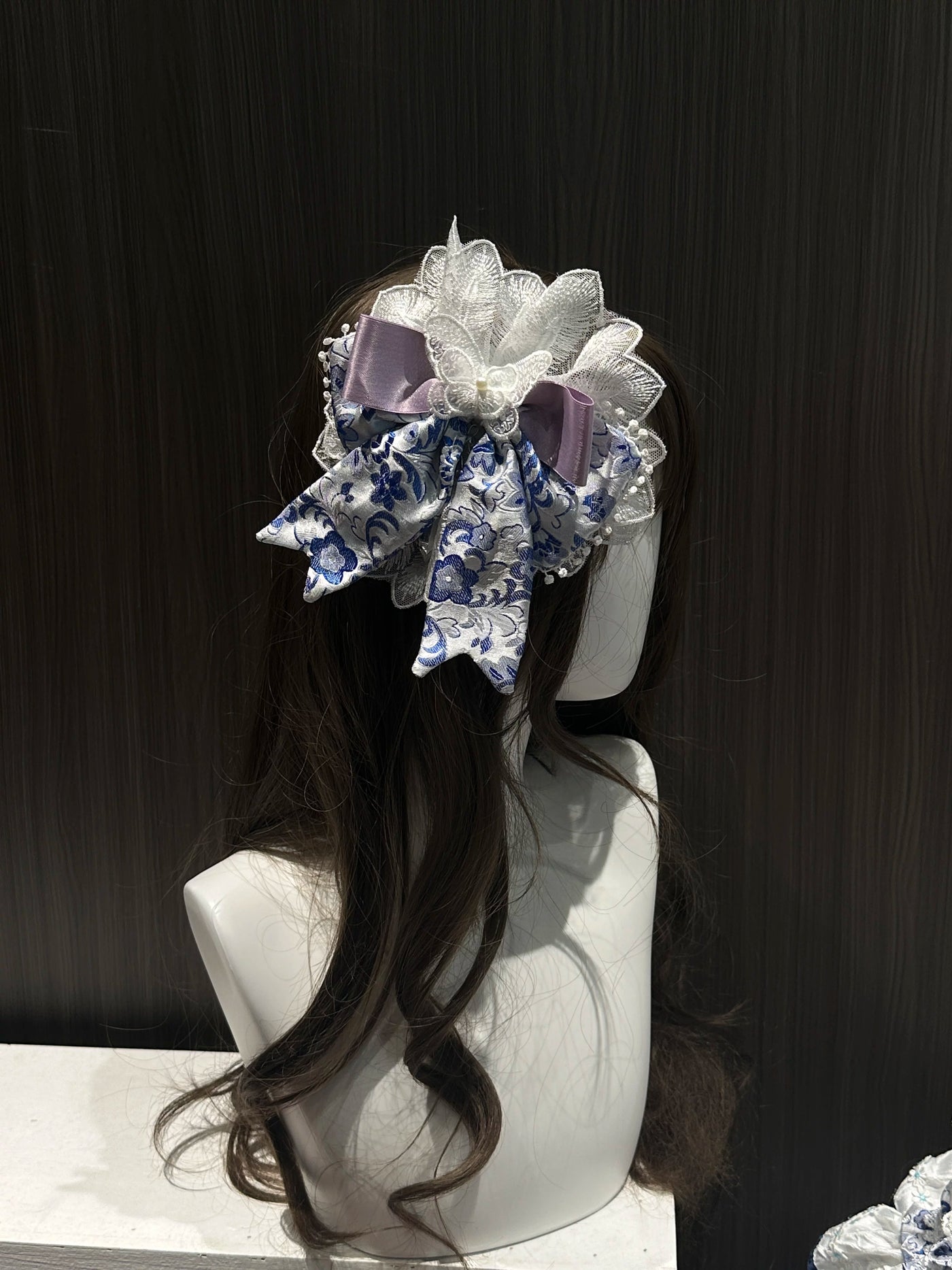 Alice - Snow Country Blue Glaze - OP Dress with Porcelain-Inspired Floral Trim