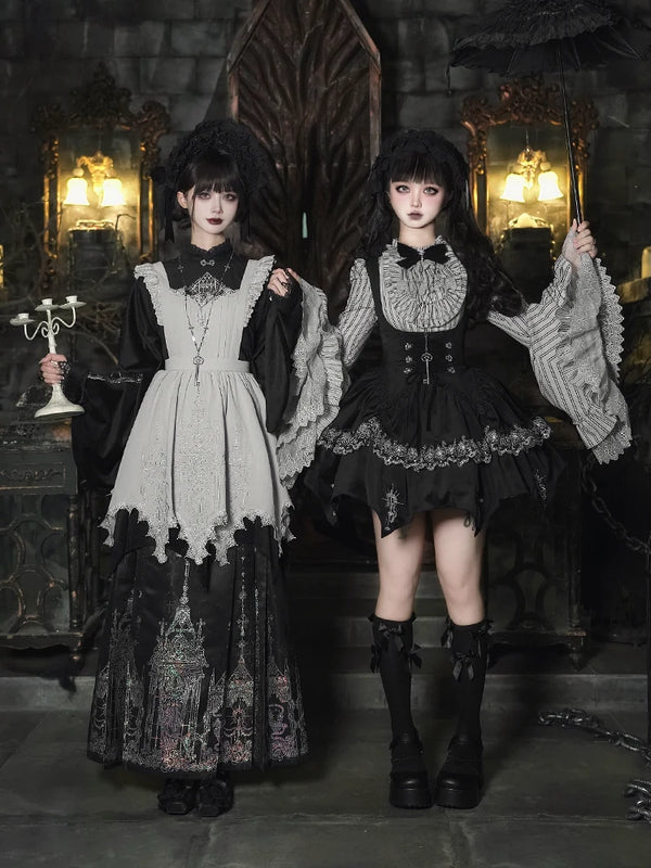 With PUJI - Raven's Night Song - Oriental Aesthetics Gothic Lolita Dress Set product view