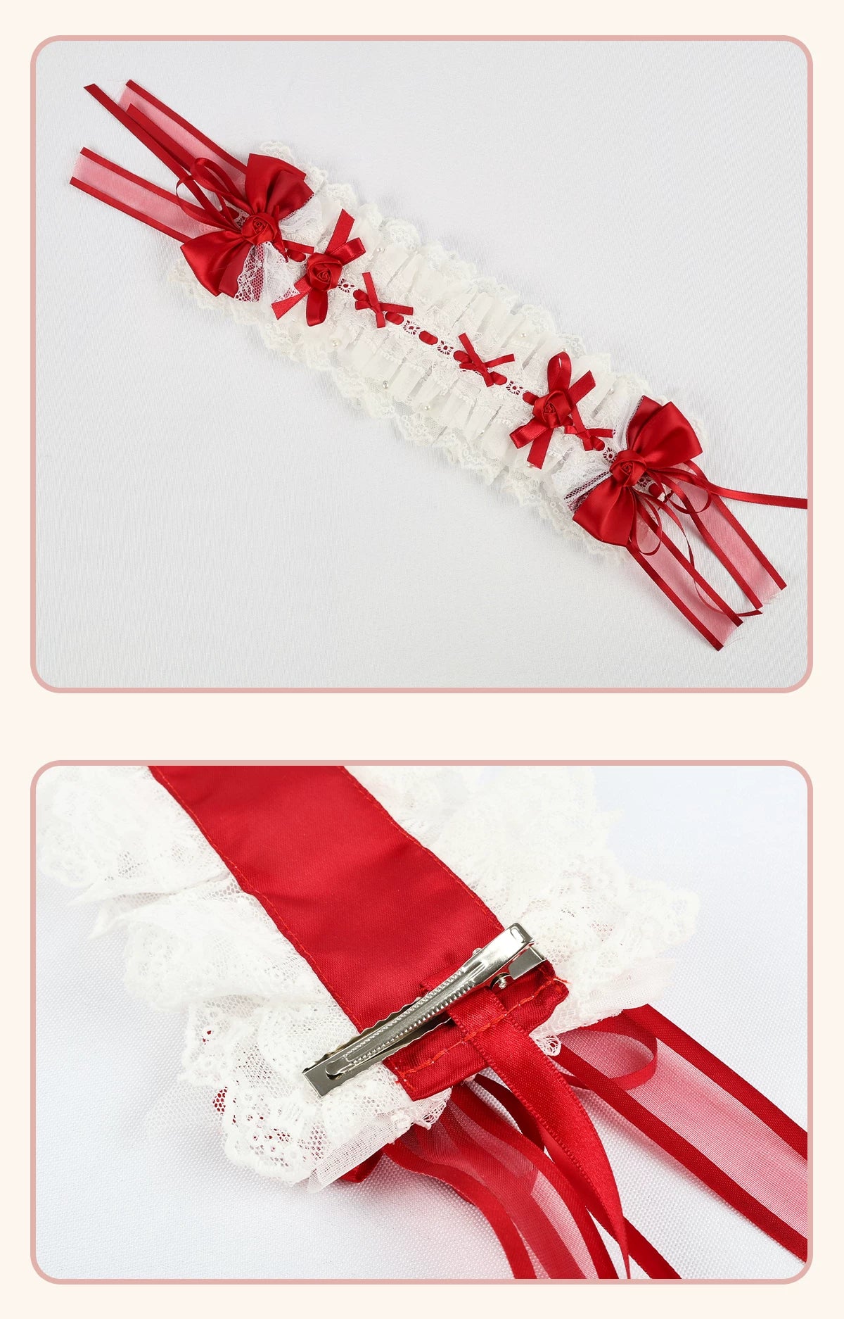 Stardust Rose - Rose Bow Collection - Headwear with red rose motifs