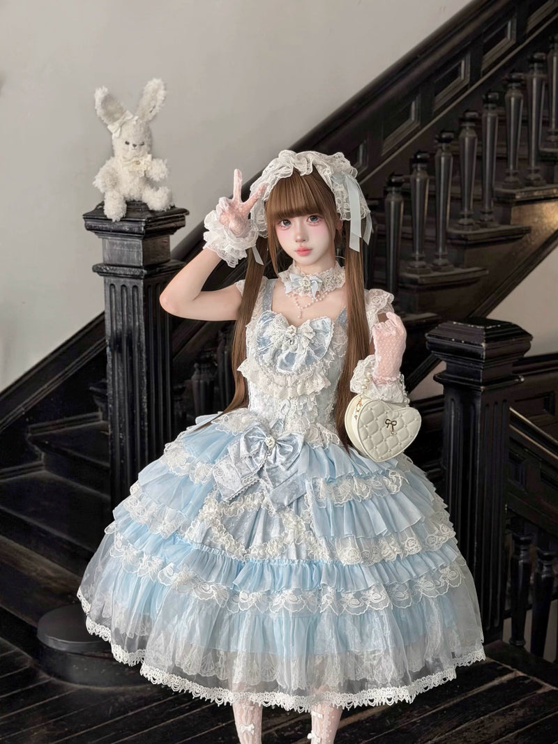 Miaolin Original - Rose Oath - Sweet bridal Lolita JSK with tiered