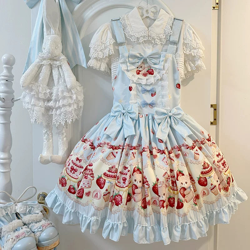 Candy Tree - Berry Little Bear - Sweet lolita jumper skirt dress