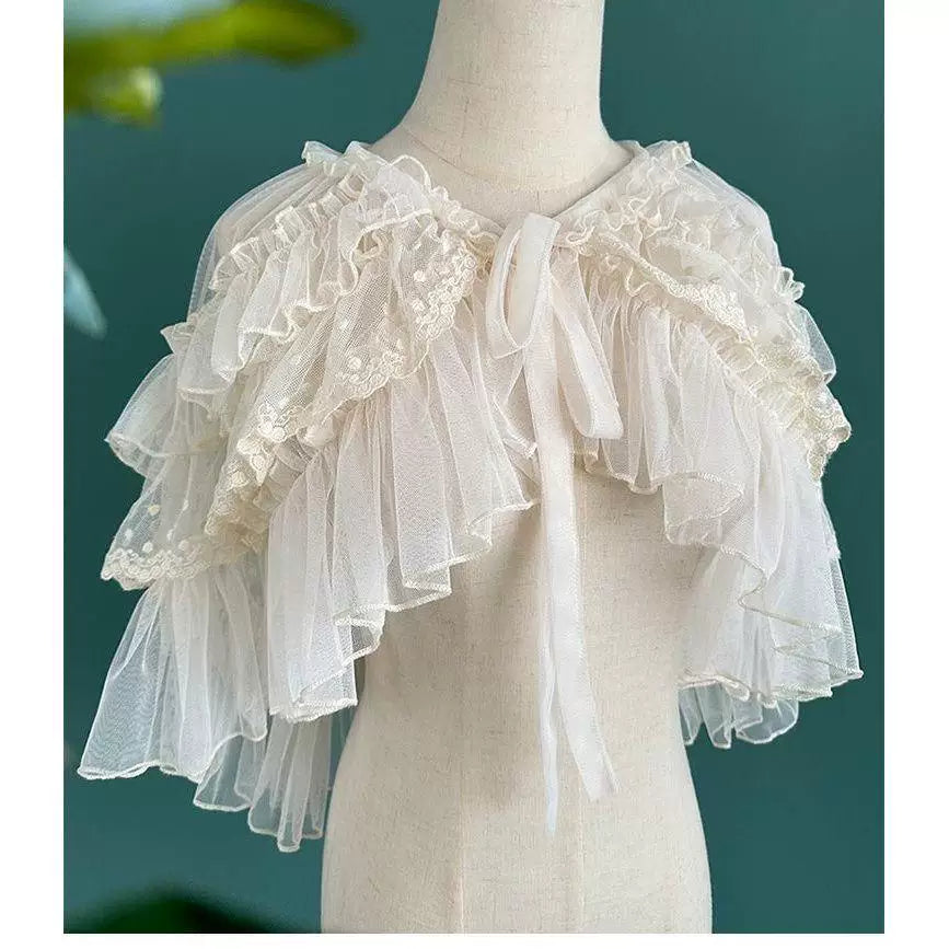 Sweetheart Dream Machine - Featherlight Ruffle - Sheer lace-trimmed shoulder cape