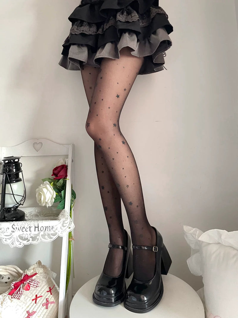 Fantasy Doll - Sweet Star Print - Patterned tights with star motifs