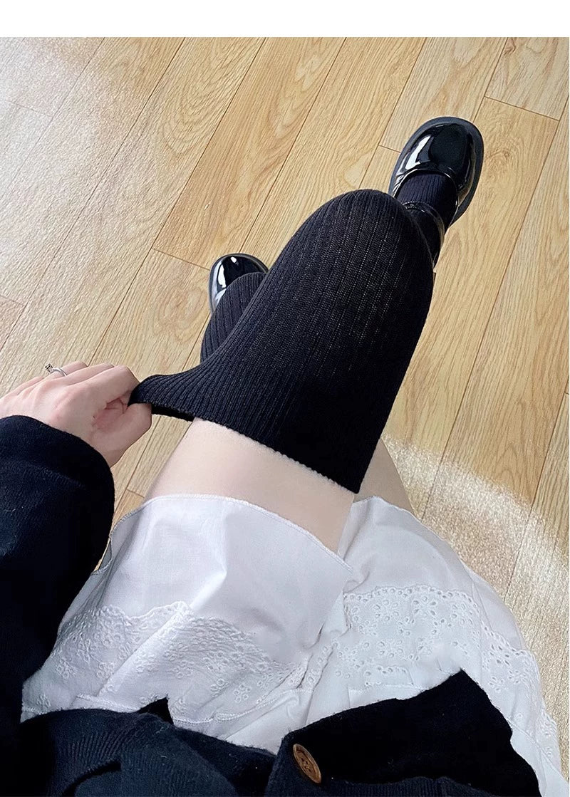 Floral Milk Cat - Autumn-Winter JK - Vertical-Stripe Socks in Over-Knee and Calf Lengths