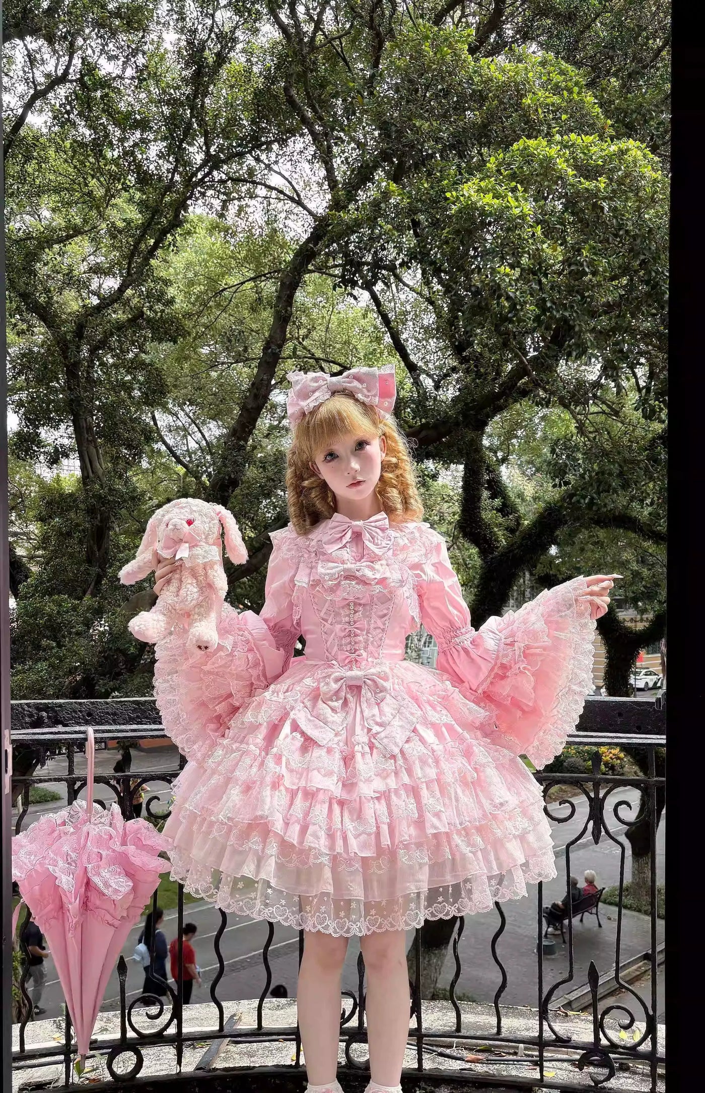 Sugar Girl - Love Overture - Sweet Lolita JSK Dress, Tiered Ruffles and Heart Lace
