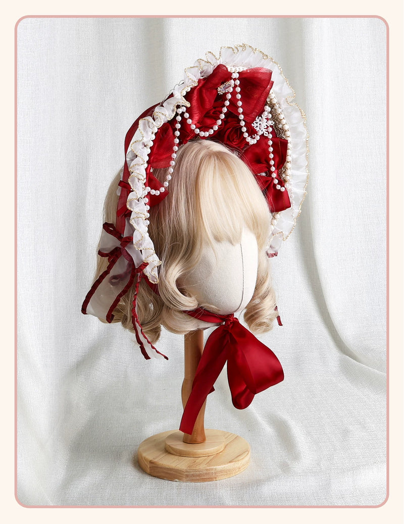 Stardust Rose - Rose Bow Collection - Headwear with red rose motifs