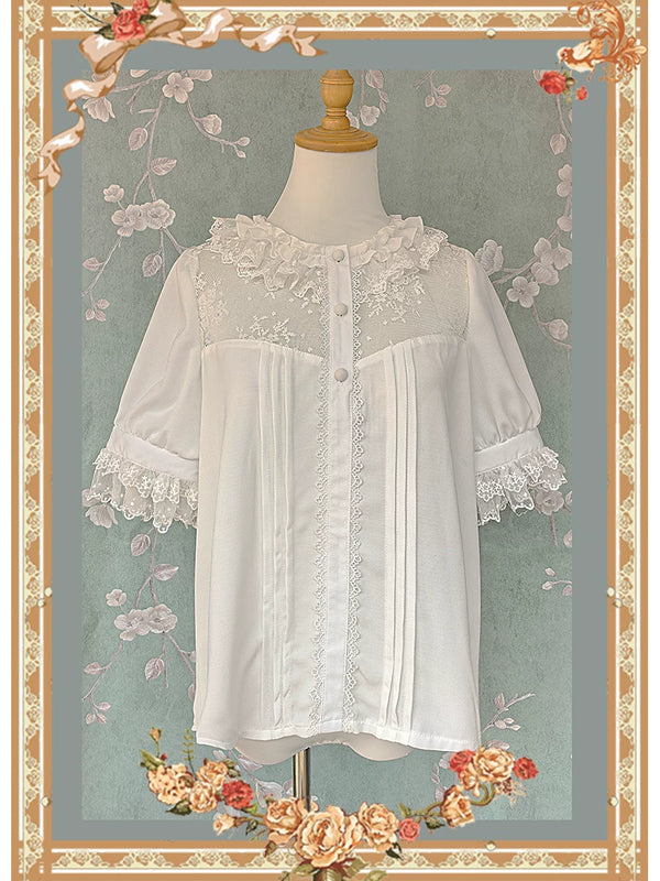 Infanta - Frosted Fruit - Short-Sleeve Lace Yoke Blouse
