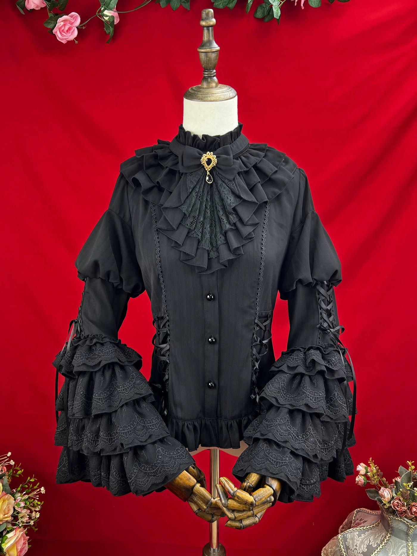 Good and Evil Angel - Gothic Lolita SK Set Retro Princess Sleeve Blouse (2XL L M S XL) 41864:716302