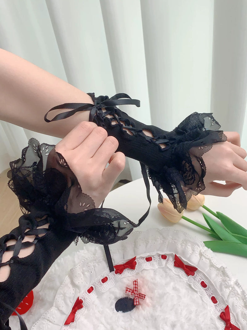 Fantasy Doll - Dreamy Doll Lace - Lace Sleeve Covers and Hand Sleeves with Ribbon Ties