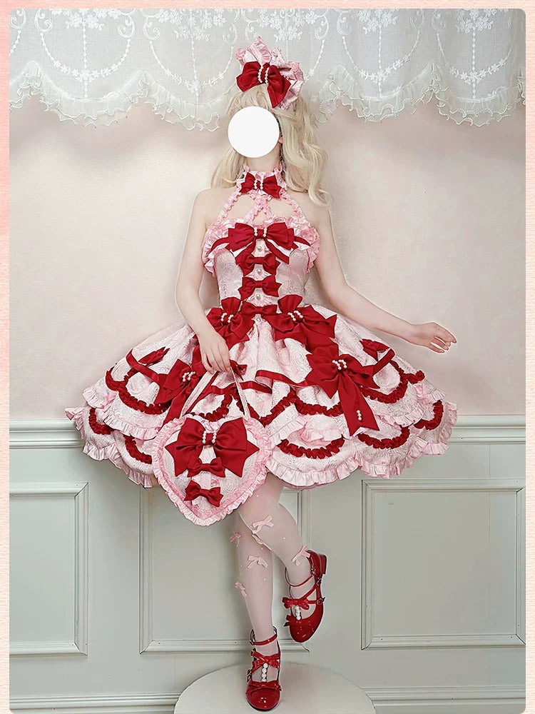 Alice Girl - Sweetheart Petal - Color Block Sweet Lolita KC, Heart-shaped Bag