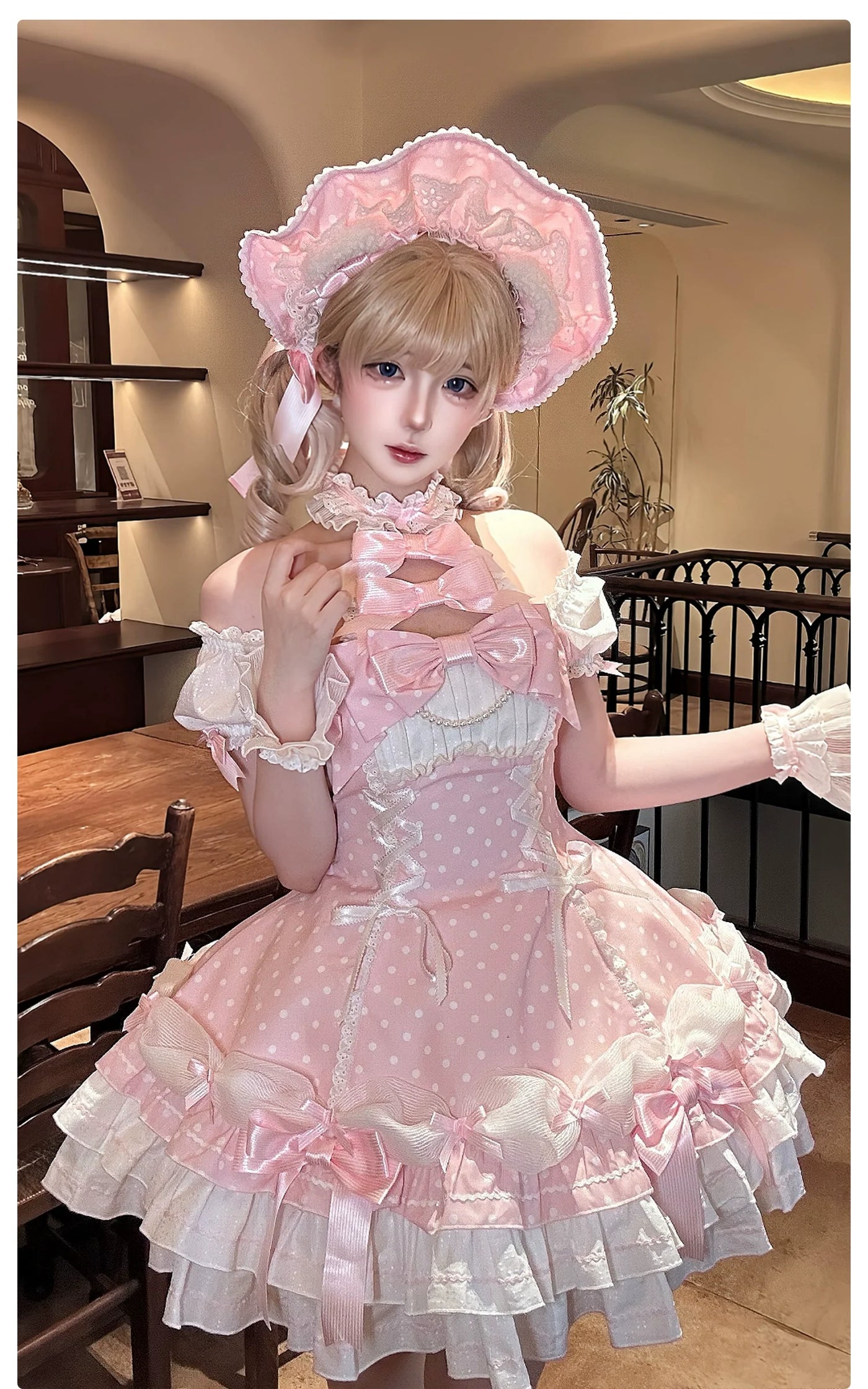 Alice Girl - Old School Lolita Halter Neck OP - Dress, Polka Dot Accent OP Dress