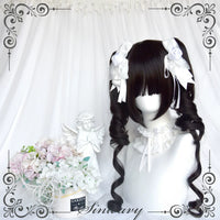 Sinwavy - Natural Black Roman-Curl Double Ponytail Wig - Oil Painting Short - Natural black – short wig + ponytails set