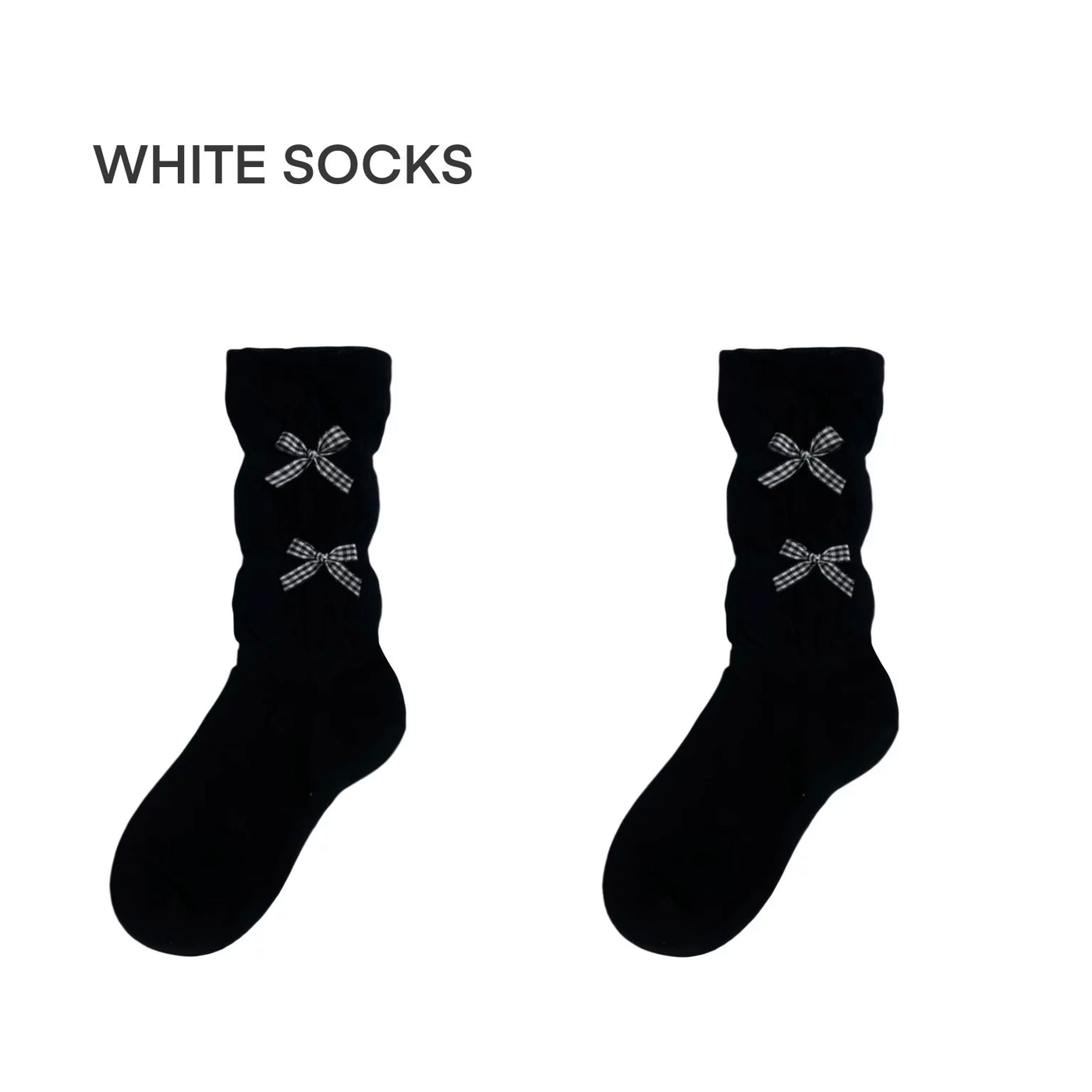 White Socks - Ballet Bow - Slouch Mid-Calf Socks with Bow Accents