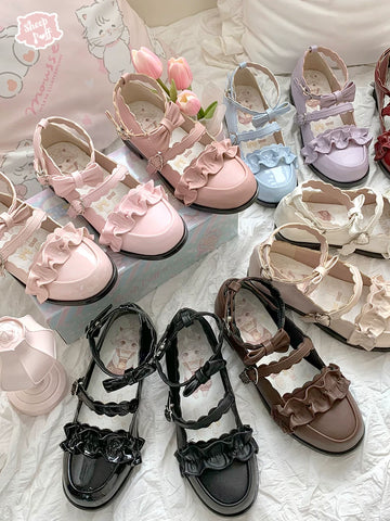 Sheep Puff Melulu Lolita Shoes in new color, featuring cute sheep puff design and stylish footwear for girls.