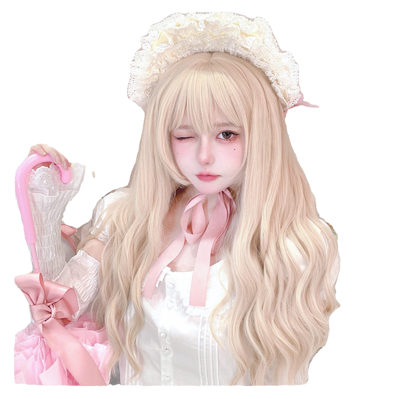 Pearl-beige long curly Lolita wig - view 4