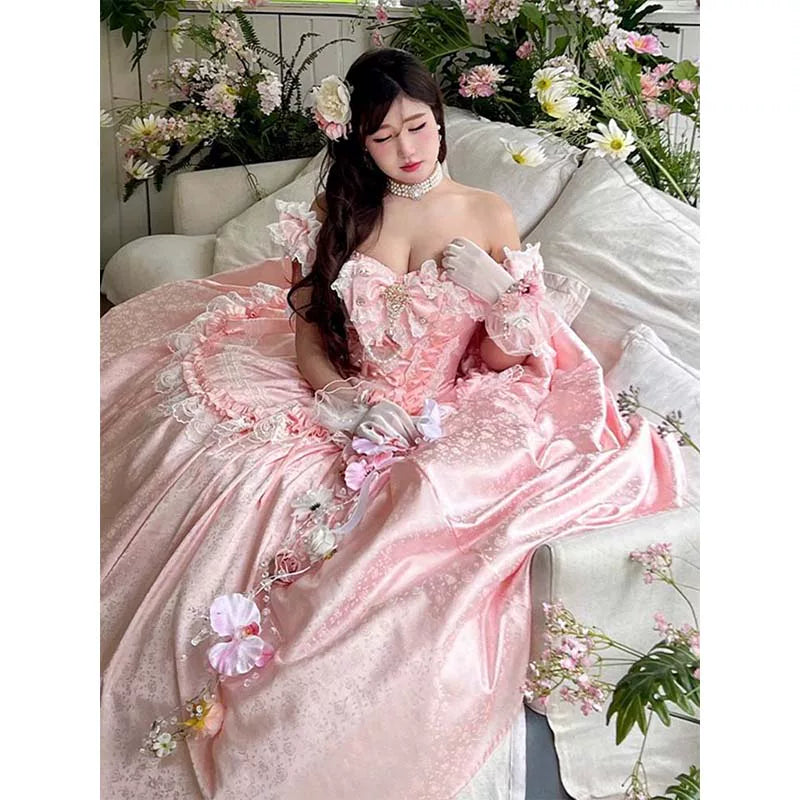 Flora Muse - White Moonlight Lover Lolita Gown - Pink