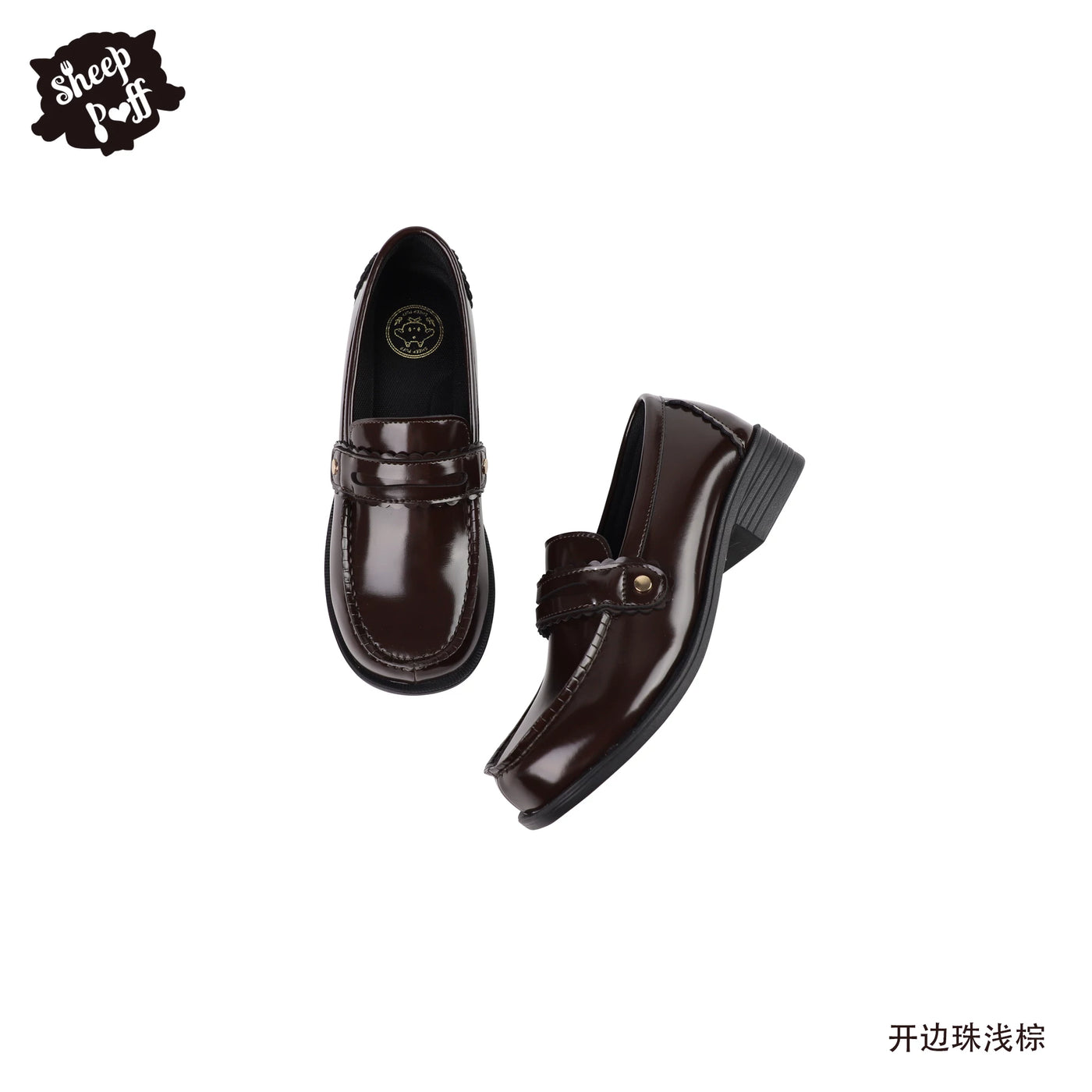 Sheep Puff Lolita shoes with decorative bows and lace detailing, designed for stylish sheep puff JK uniform outfits