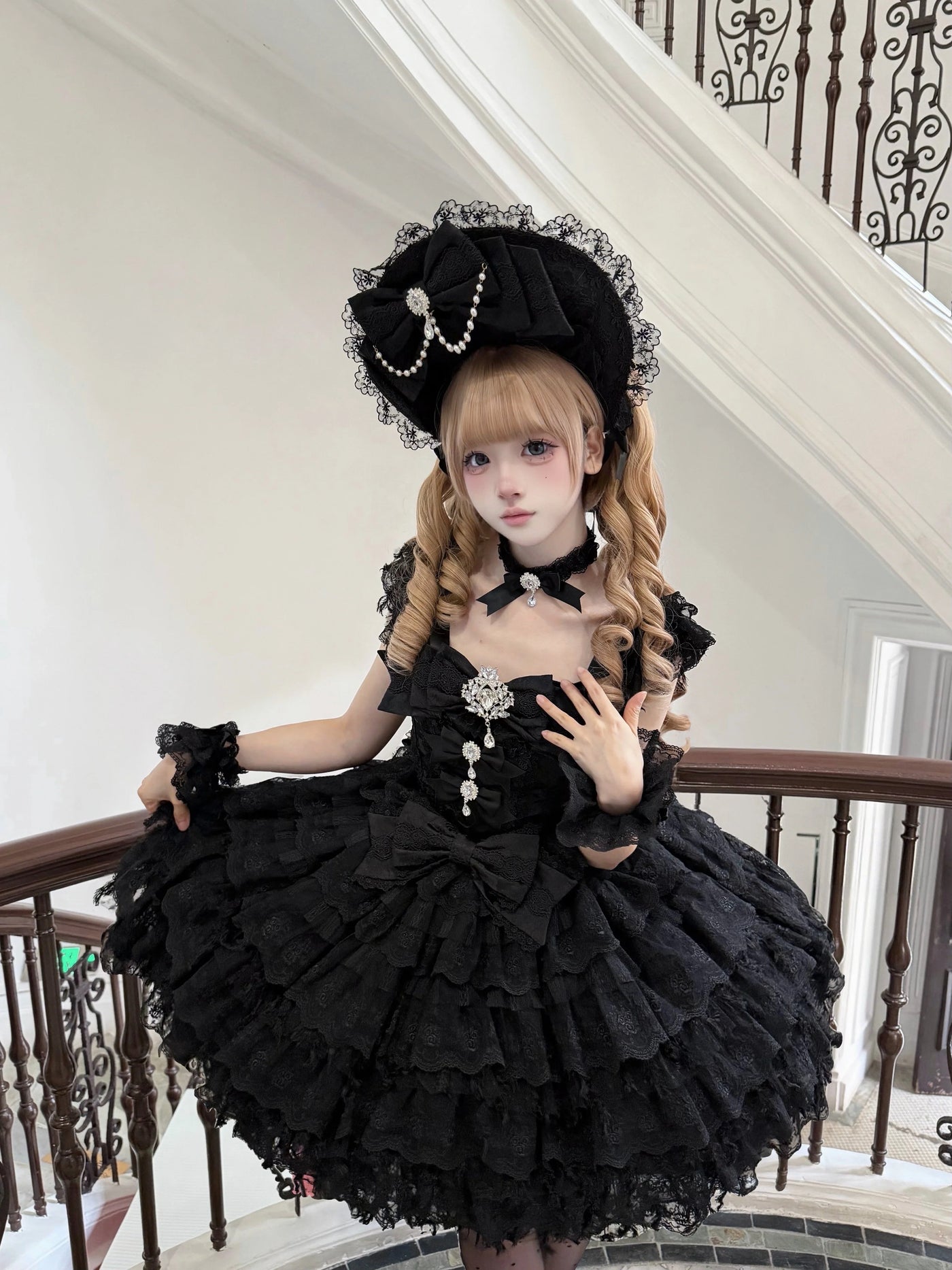 Sugar Girl - Snow Feather - Wedding Sweet Lolita JSK Dress, Multi-layered Lace Skirt
