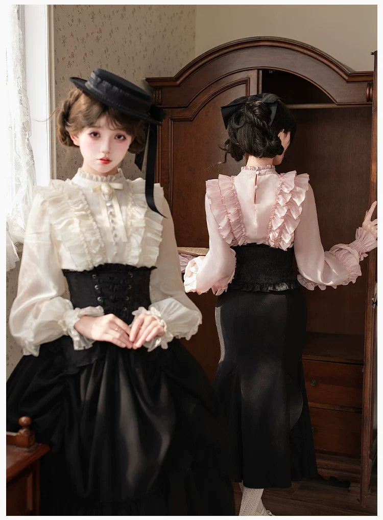 With PUJI - Miss Laura - Versatile Classic Lolita Blouse, Lattern Sleeves