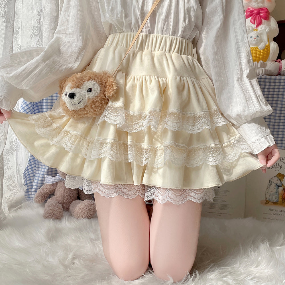 Sugar Girl - Kawaii Lolita Skirt Lace Cake Short - SK SK Skirt