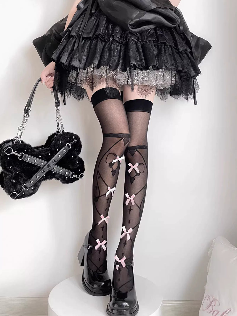 Fantasy Doll - Diamond Sweetheart - Bow Over-the-Knee Socks
