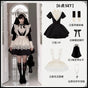 Short 6-piece set (short OP + straight sleeves + wide lace apron + headband scarf + brooch + necklace), pre-sale, shipping gradually from October 25 / S